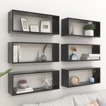 vidaXL Étagères murales cube 6 Pièces Noir 60x15x23 cm Bois d’ingénierie