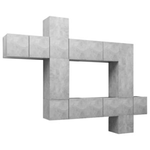 vidaXL Ensemble de meubles TV 10 Pièces Gris béton Bois d'ingénierie