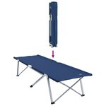 vidaXL Lit de camping pliant Bleu Métal  Tissu Standard Pliable