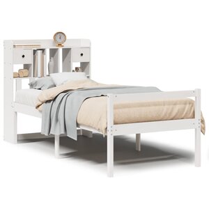 vidaXL Lit bibliothèque sans matelas blanc 75x190cm bois de pin massif