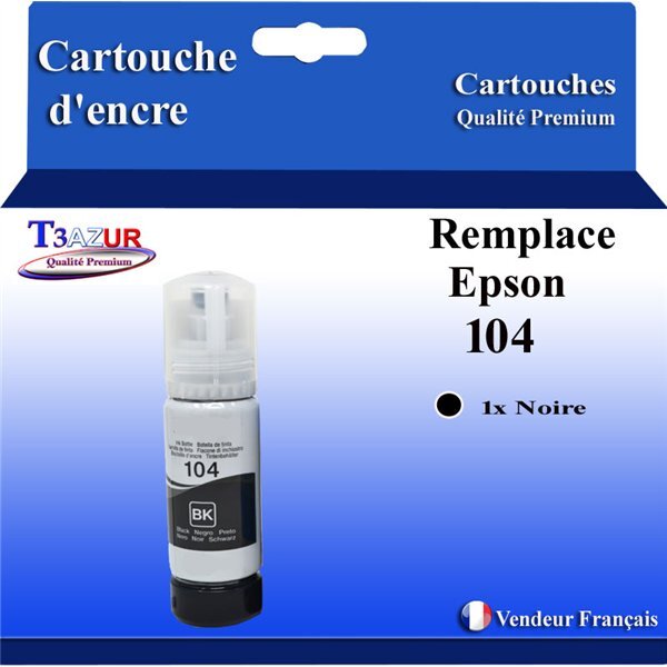 T3AZUR - Bouteille compatible avec Epson EcoTank ET-2820  ET-2821  ET-2825  ET-2826  ET-4700  ET-4800 - Noire