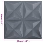 vidaXL Panneaux muraux 3D 12 Pièces 50x50 cm gris origami 3 m²
