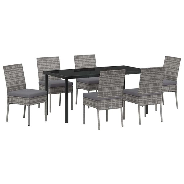 vidaXL Ensemble de salle à manger pour jardin 7 Pièces Gris Poly rotin