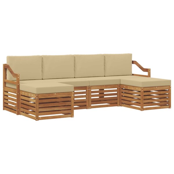 vidaXL Ensemble de canapés d'extérieur 6 pc Naturel et Beige