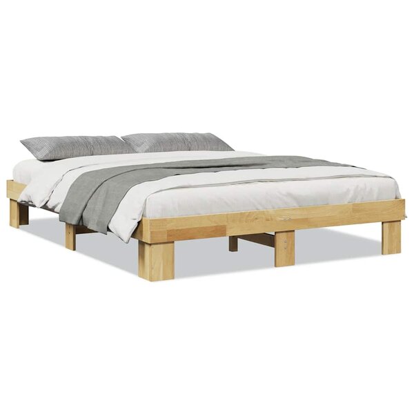 vidaXL Cadre de lit sans matelas 135x190 cm Bois massif Chêne