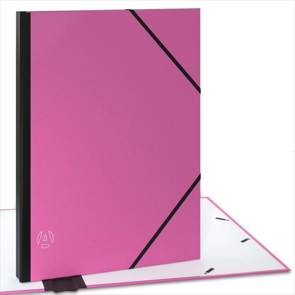 ACROPAQ Carton à dessin A3  A4- 34 x 452 cm- 2 Fermetures élastiques- Dos Extensible- Carton Renforcé- Ecologique FSC- Rose