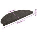 vidaXL Tapis d'escalier autocollants 15 pièces 65 x 21 x 4 cm Anthracite Demi-rond Grand
