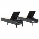 vidaXL Chaises longues avec coussins lot de 2 noir résine tressée
