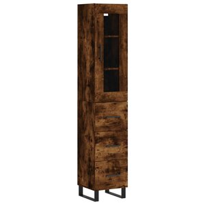 vidaXL Buffet haut Chêne fumé 34 5x34x180 cm Bois d'ingénierie