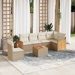 vidaXL Salon de jardin avec coussins 7 Pièces beige résine tressée
