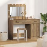 Set de coiffeuse 2 pièces avec LED en bois d'ingénierie chêne