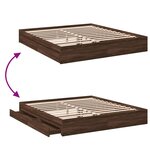 vidaXL Cadre de lit avec tiroirs sans matelas chêne marron 200x200 cm