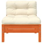 vidaXL Canapé jardin sans accoudoirs coussins cire marron massif pin