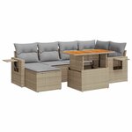 vidaXL Salon de jardin avec coussins 7 Pièces beige résine tressée