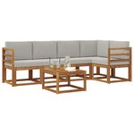 vidaXL Ensemble de canapés d'extérieur 6 Pièces Gris Naturel et Clair