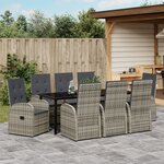 vidaXL Ensemble de salle à manger de jardin 9 pièces avec coussins Rattan PE gris