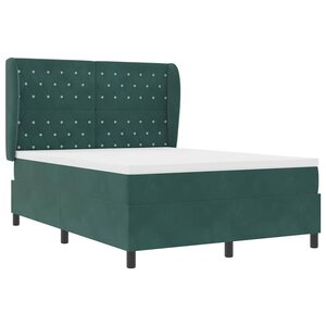 vidaXL Lit à ressorts avec matelas Vert foncé 190 x 140 cm Polyester