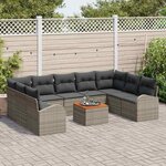 vidaXL Ensemble de canapé de jardin 10 Pièces Gris Poly rotin
