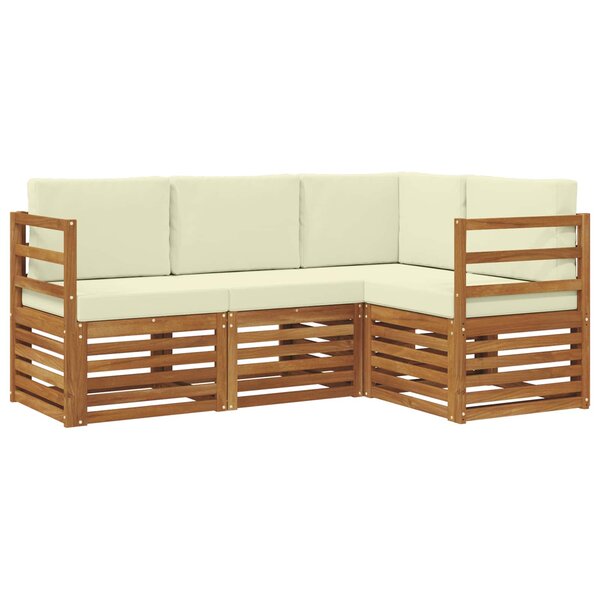 vidaXL Ensemble de canapés d'extérieur 4 pc Naturel et Crème Polyester