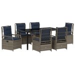 vidaXL Ensemble de salle à manger de jardin 7 pièces Gris Poly Rattan