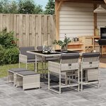 vidaXL Ensemble à manger de jardin et coussins 9 Pièces gris clair rotin