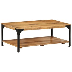 vidaXL Table basse 2 niveaux 100x55x38cm bois manguier massif et acier