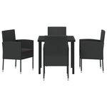 vidaXL Set de salle à manger de jardin de 5 pièces avec coussins en rattan poly noir