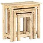 vidaXL Tables gigognes 3 Pièces Bois solide de manguier