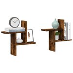 vidaXL Étagères murales 2 Pièces chêne fumé 38x12x38 cm bois d'ingénierie