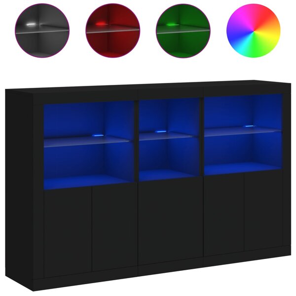 vidaXL Buffet avec lumières LED noir 162x37x100 cm