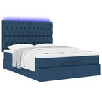 VidaXL Cadre de lit ottoman avec matelas bleu 140x190 cm tissu