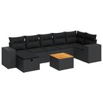 vidaXL Salon de jardin 8 Pièces avec coussins noir résine tressée