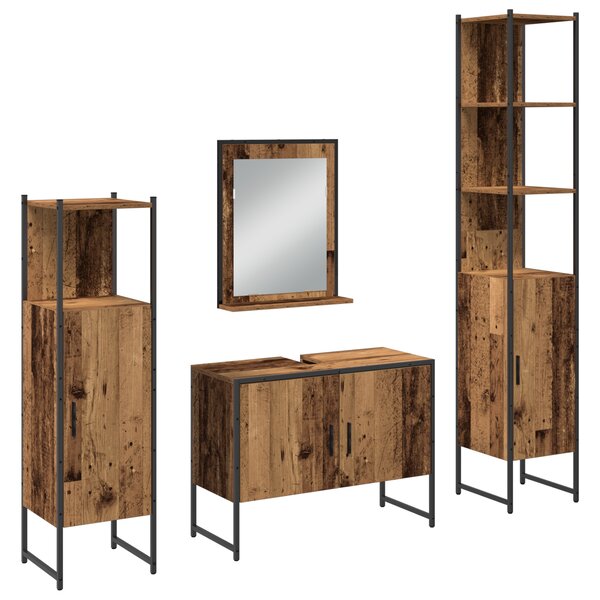 vidaXL Ensemble meubles salle de bain 4 pièces Bois vieilli Bois d'ingénierie