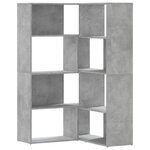 vidaXL Bibliothèque d'angle à 4 niveaux gris béton bois d'ingénierie
