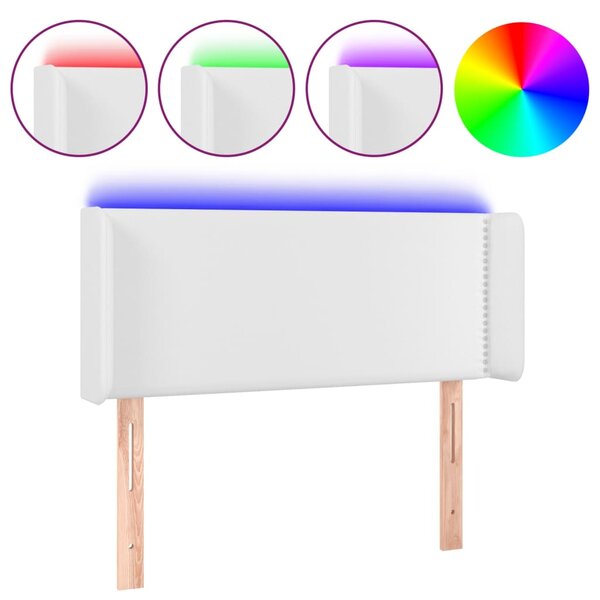 vidaXL Tête de lit à LED Blanc 103x16x78/88 cm Similicuir