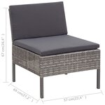 vidaXL Salon de jardin 6 Pièces avec coussins résine tressée gris