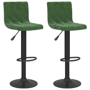 vidaXL Tabourets de bar lot de 2 vert foncé velours