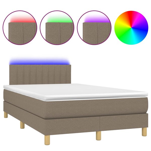 vidaXL Sommier à lattes de lit matelas et LED taupe 120x190 cm tissu