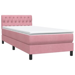 vidaXL Sommier à lattes de lit avec matelas rose 90x220 cm velours