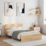 vidaXL Cadre de lit avec tête de lit et LED chêne sonoma 140x200 cm
