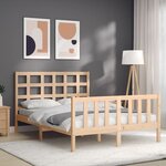 vidaXL Cadre de lit avec tête de lit 120x200 cm bois massif