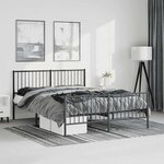 vidaXL Cadre de lit métal sans matelas avec pied de lit noir 150x200cm
