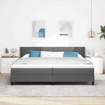 vidaXL Lit Box Spring avec matelas gris foncé  200 x 200 cm  en tissu