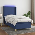 vidaXL Sommier à lattes de lit matelas et LED Bleu 90x190 cm Tissu