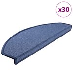 vidaXL Tapis d'escalier 30 pièces 65 x 24 x 4 cm Bleu Demi-rond Grand
