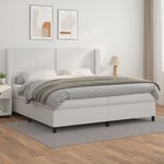 vidaXL Sommier à lattes de lit avec matelas Blanc 200x200cm Similicuir