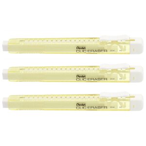 Stylo gomme CLIC ERASER  Corps Jaune pastel x 3 PENTEL