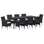 vidaXL Ensemble de salle à manger de jardin 9 pièces Rattan poly noir