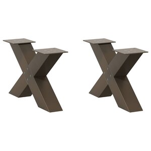 vidaXL Pieds de table basse en forme de X  2 pièces  acier naturel  60 x (30-31) cm
