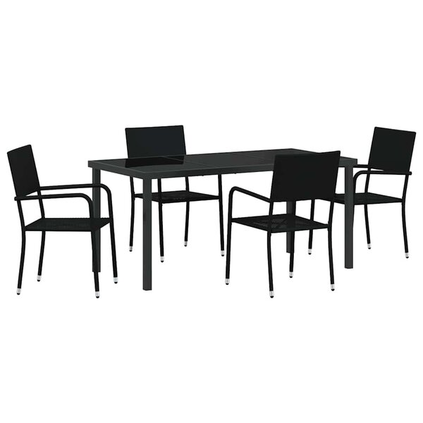 vidaXL Ensemble de salle à manger pour jardin 5 Pièces Noir polyrotin
